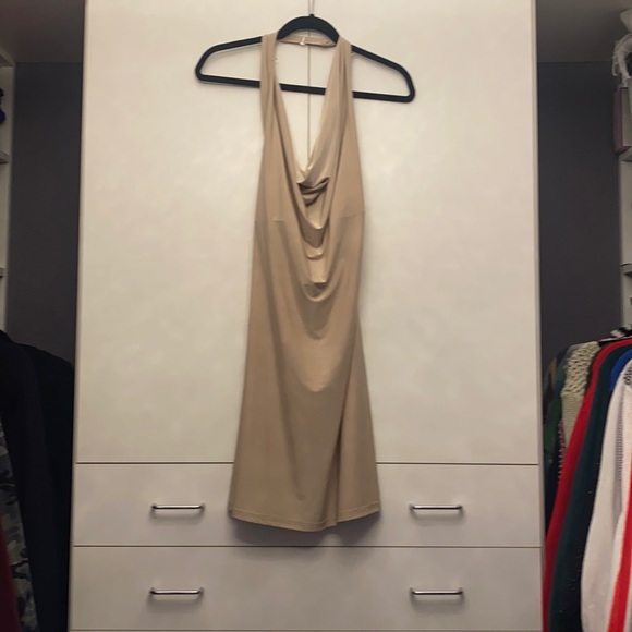 Satin Like Champagne Colored Dress - Picture 1 of 2